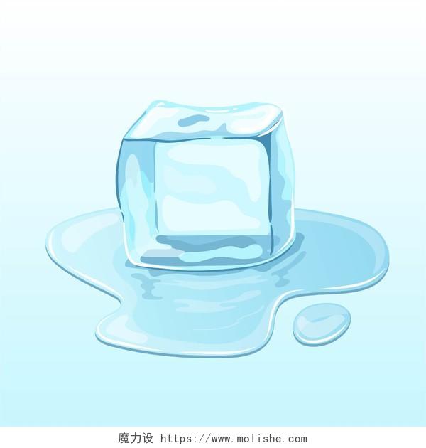 一个方形夏日冰块素材